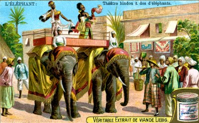 हाथियों की पीठ पर हिंदू रंगमंच, c1900 द्वारा अज्ञात