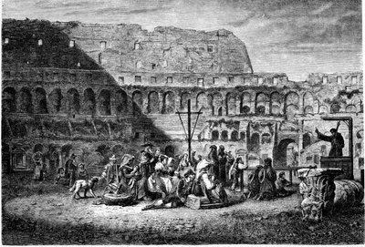प्राचीन रोम का इतिहास। कालीज़ीयम के अंदर का लेंटन धर्मोपदेश। प्रिंट 1800 द्वारा अज्ञात