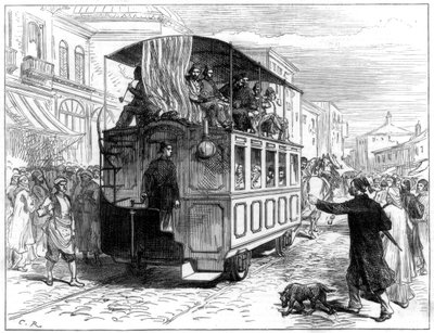 घोड़े से तैयार ट्राम, कॉन्स्टेंटिनोपल, 1877 द्वारा अज्ञात