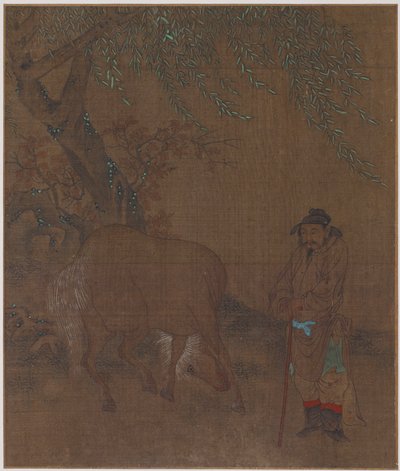 विलो के नीचे घोड़ा और दूल्हा, संभवतः मिंग राजवंश, 1368-1644। द्वारा अज्ञात