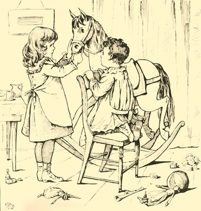 रॉकिंग-हॉर्स ऐट द केक, 1881। द्वारा अज्ञात