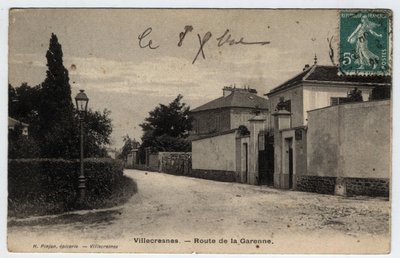 Ile de France, Val de Marne (94), Villecresnes: Route de la Garenne - पोस्टकार्ड दिनांक 1909 द्वारा अज्ञात