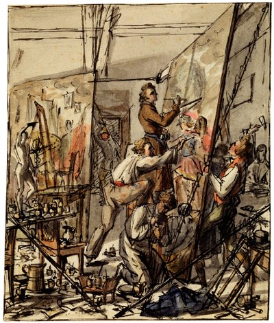 एक कलाकार स्टूडियो में, 1820s द्वारा अज्ञात