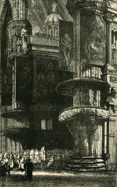 मिलान कैथेड्रल का आंतरिक भाग, 1890। द्वारा अज्ञात