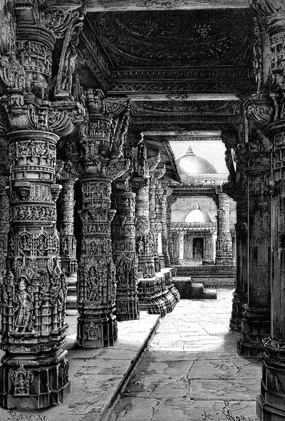 आंतरिक रूप से एक जैन मंदिर, माउंट आबू, राजस्थान, भारत, 1895 द्वारा अज्ञात