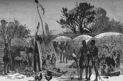 तुगेला नदी पर एक ज़ूली क्राल का इंटीरियर, c1880 द्वारा अज्ञात