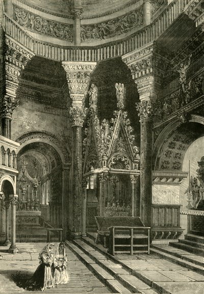 1890 के पैलेस ऑफ द डायोलेटियन के स्पैलाट्रो पूर्व मंदिर के कैथेड्रल का इंटीरियर। द्वारा अज्ञात