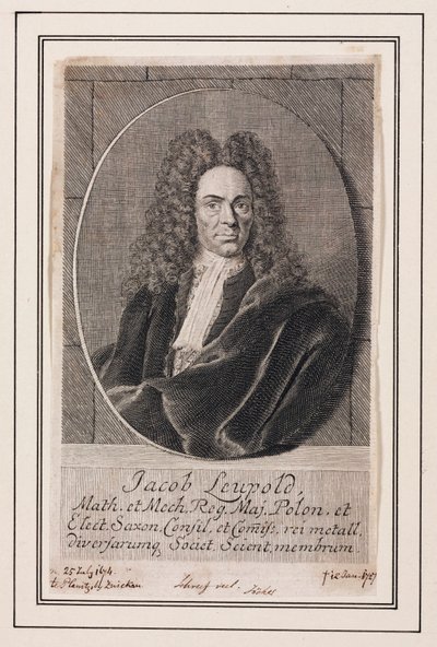 जैकब ल्यूपोल्ड, जर्मन भौतिक विज्ञानी और यांत्रिक इंजीनियर, c 1700 द्वारा अज्ञात