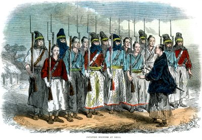 ड्रिल में जापानी सैनिक, 1864 द्वारा अज्ञात
