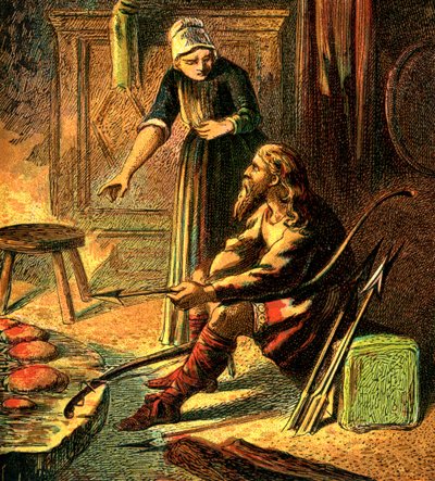 किंग अल्फ्रेड एंड द केक, c1850 द्वारा अज्ञात