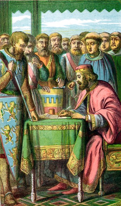 किंग जॉन ने 15 जून 1215 c1860 के रननेमेडे में मैग्ना कार्टा पर हस्ताक्षर किए द्वारा अज्ञात
