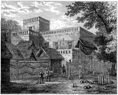 किंग कोफ़ीस पैलेस, कूमासी, आशांति वार, अफ्रीका, 1900 द्वारा अज्ञात