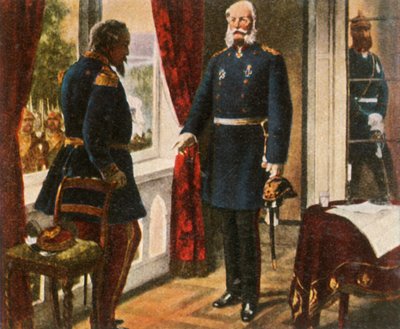 सेडान की लड़ाई के बाद राजा विल्हेम और सम्राट नेपोलियन, 2 सितंबर 1870, 1936। द्वारा अज्ञात