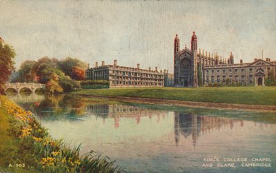 किंग्स कॉलेज चैपल और क्लेयर कॉलेज, कैम्ब्रिज, c1935 द्वारा अज्ञात