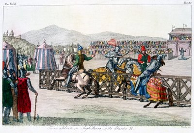 एक टूर्नामेंट में बाहर होने वाले शूरवीरों, 12 वीं शताब्दी, c1815 द्वारा अज्ञात