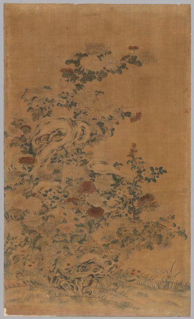 कोसु पैनल: चट्टान और गुलदाउदी, 1700 - 1800s। द्वारा अज्ञात
