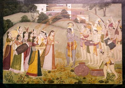 कृष्ण होली का वसंत उत्सव मनाते हुए, c1770-1780 द्वारा अज्ञात