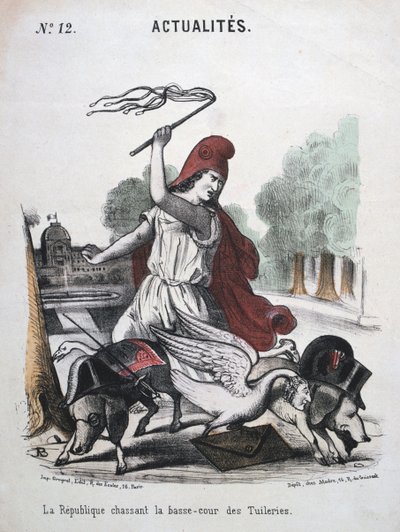 द रिपब्लिक चेज़िंग द ट्यूलरीज़ लोअर कोर्ट, अलौकिक कार्टून, 1870-1871 द्वारा अज्ञात
