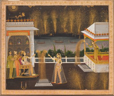 दीवाली मनाती महिलाएं, सी। 1760। द्वारा अज्ञात