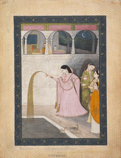 लेडी होल्डिंग स्पार्कलर, सीए। 1800। द्वारा अज्ञात