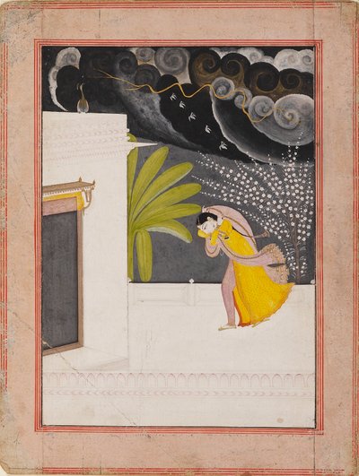 19वीं सदी की शुरुआत में, बारिश से बचने के लिए छत पर बैठी महिला द्वारा अज्ञात