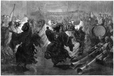 1876 में प्रिंस ऑफ वेल्स के समक्ष जुम्मो पर लामा नृत्य किया गया द्वारा अज्ञात