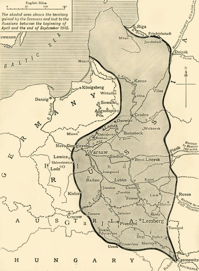 जर्मनी द्वारा रूस से ली गई भूमि, प्रथम विश्व युद्ध, 1915, c1920। द्वारा अज्ञात