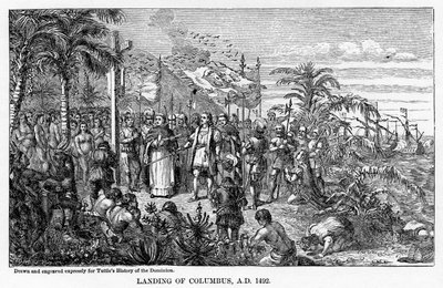 कोलंबस का लैंडिंग, 1492 ई।, 1877 द्वारा अज्ञात