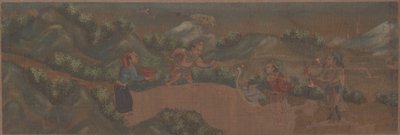 वुडलैंड सेटिंग में फिगर की लैंडस्केप पेंटिंग। द्वारा अज्ञात
