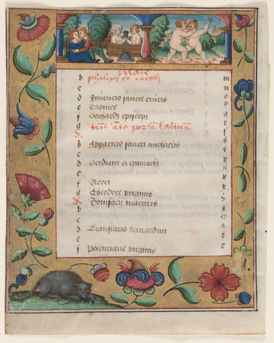 एक Psalter और प्रार्थना पत्र से पत्ता: कैलेंडर पृष्ठ लेबर्स के साथ छंद, सी। 1524। द्वारा अज्ञात