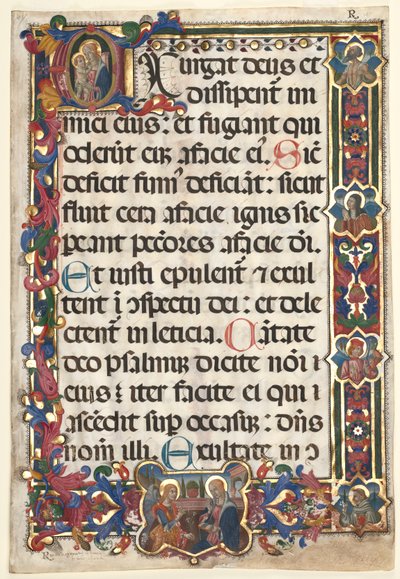 पदक घोषणा के साथ पूर्ण सीमा के साथ एक Psalter से पत्ता, एस.एस. जेरोम, क्लेयर ..., 1475। द्वारा अज्ञात
