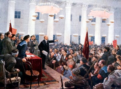 लेनिन ने दूसरी सोवियत कांग्रेस, स्मोल्नी पैलेस, सेंट पीटर्सबर्ग, 1917 के डेरा जमाए द्वारा अज्ञात