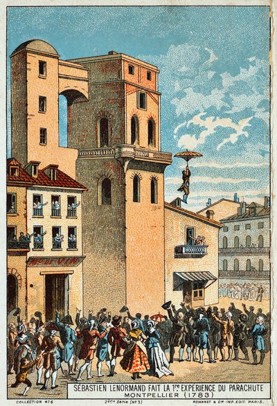 मॉनपेलियर वेधशाला, 1783, 19 वीं शताब्दी के टॉवर से लेनोर्मैंड कूदता है द्वारा अज्ञात