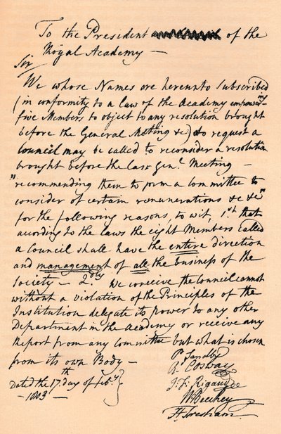बेंजामिन वेस्ट, रॉयल अकादमी के अध्यक्ष, 1803 1904 को पत्र द्वारा अज्ञात