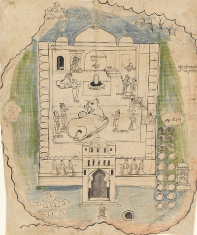 19 वीं सदी के अंत में लिंग मंदिर कंपाउंड। द्वारा अज्ञात
