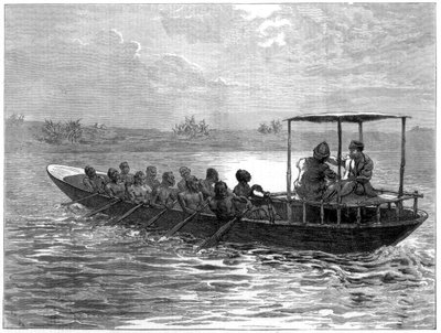 लिविंगस्टोन और स्टेनली, उज्जी से रुसीज़ी नदी तक जा रहे हैं, 1871 द्वारा अज्ञात