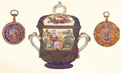 लुइस XVI। गोल्ड रिपीटर, c.1770, ओल्ड चेल्सी पोर्सिलेन और कवर, c.1710, 1903 द्वारा अज्ञात
