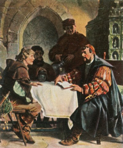 1522, 1936 में स्विस छात्रों के साथ जेना इन में लुथर के रूप में लूथर। द्वारा अज्ञात