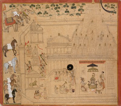 एकलिंगजी मंदिर में मेवाड़ के महाराणा अमर सिंह, c1705 द्वारा अज्ञात