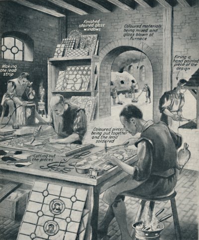एक सना हुआ ग्लास विंडो बनाना, c1934 द्वारा अज्ञात