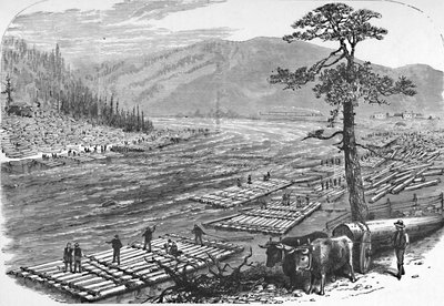 सक्सेना नदी पर राफ्ट बनाना। एरी रेलमार्ग पर एक दृश्य, 1883 द्वारा अज्ञात