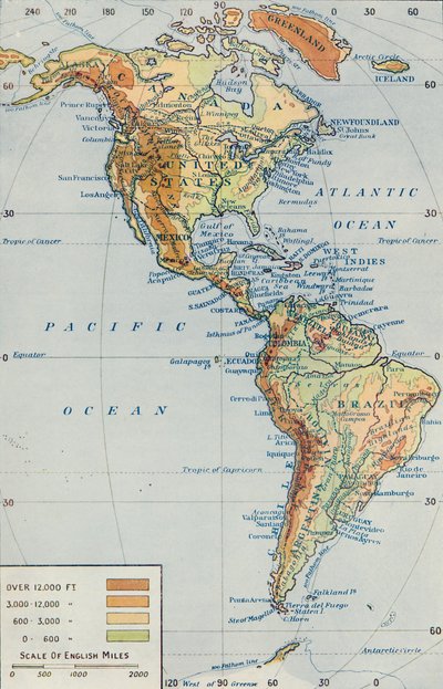 मानचित्र - अमेरिका महाद्वीप, 1916 द्वारा अज्ञात