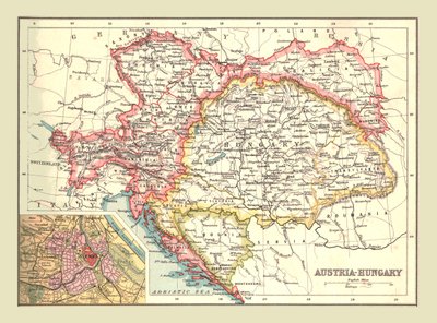 ऑस्ट्रिया-हंगरी का नक्शा, 1902। द्वारा Unbekannt