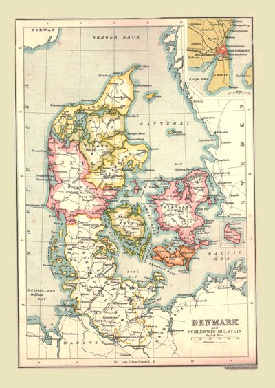 डेनमार्क का मानचित्र, 1902। द्वारा अज्ञात