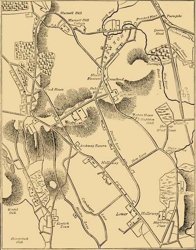 1819 में हॉर्से एंड नेबरहुड का मानचित्र, c1876। द्वारा अज्ञात