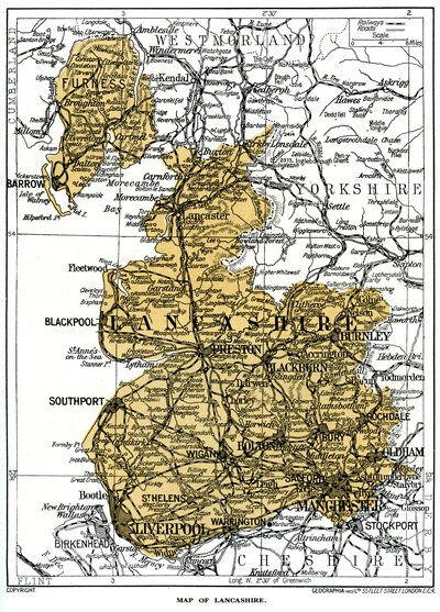 लंकाशायर का मानचित्र, 1924-1926 द्वारा अज्ञात