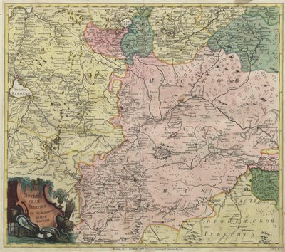 मास्को का नक्शा और निकटतम प्रांतों के हिस्से, 1745 द्वारा अज्ञात