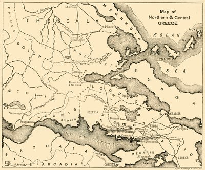 उत्तरी और मध्य ग्रीस का नक्शा, 1890। द्वारा अज्ञात