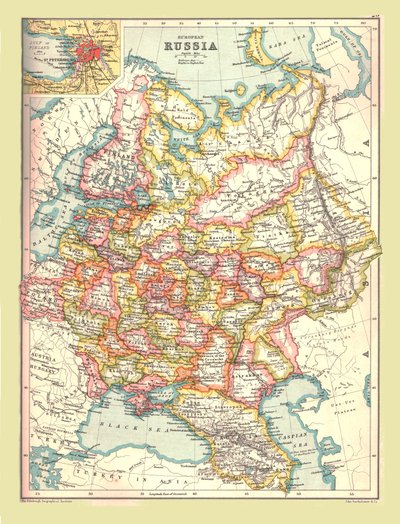 रूस का मानचित्र, 1902। द्वारा अज्ञात