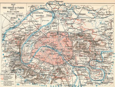 पेरिस की घेराबंदी का नक्शा, 1870-71, 1907 द्वारा अज्ञात